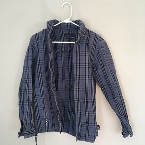 Burberry Blue Nova Check Jacket with Zip Out Hood